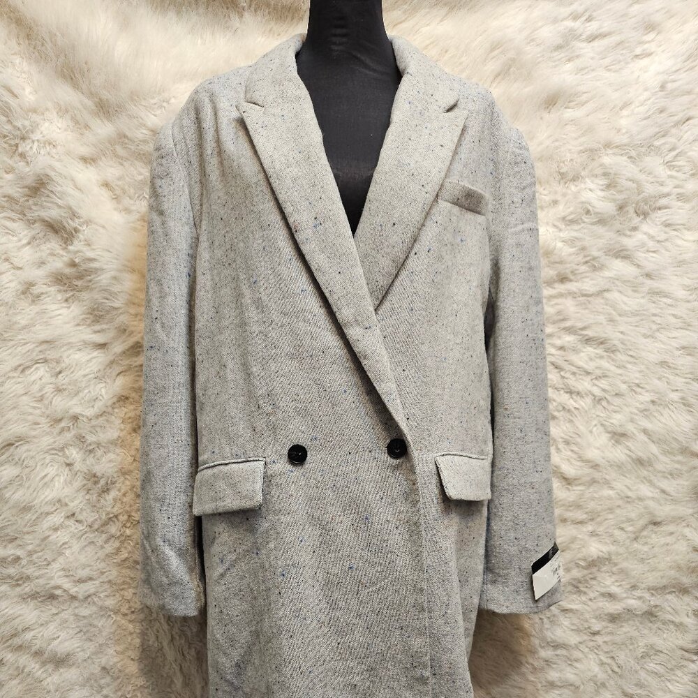 JF x Jason Bolden Unisex Gray Multi Wool Blend Oversize Long Coat Size M